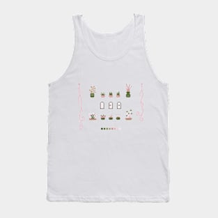 Pixel Art Plants Set Pink Tank Top